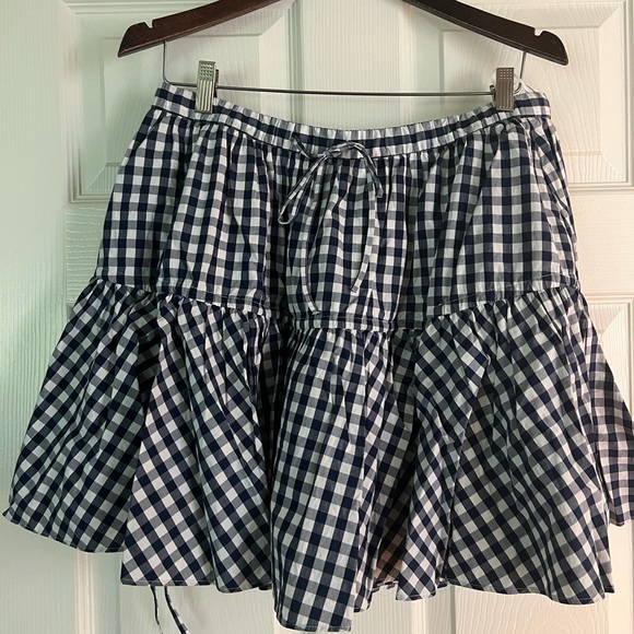 J. Crew navy gingham ruffle mini skirt - Picture 1 of 1